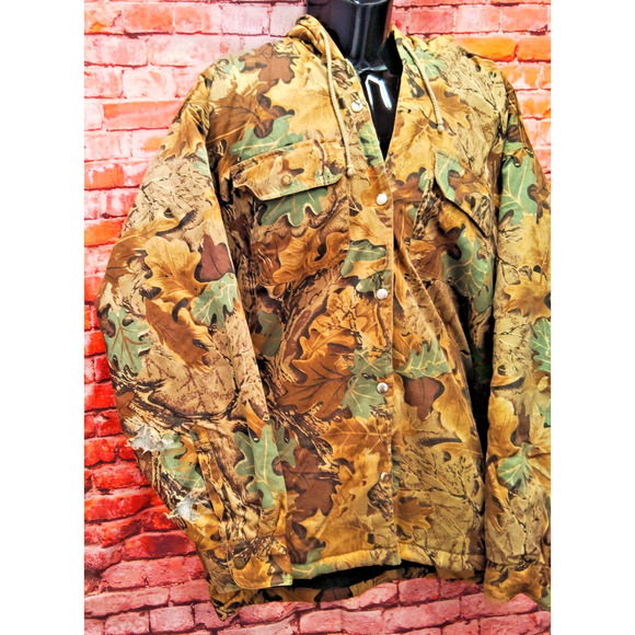 Canyon Guide Outfitters Hunting Jacket Men's Brown Realtree Hooded Button Front - Picture 7 of 9